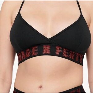 Savage X Fenty Black and Red Seamless Bra with Racerback Design